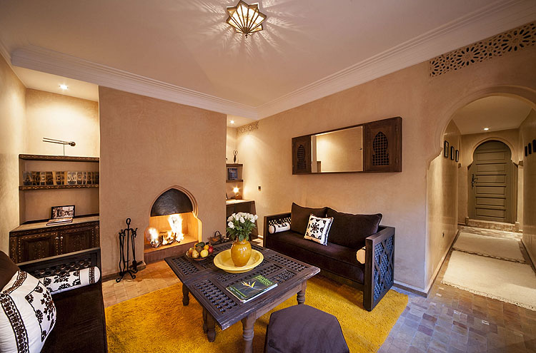 Riad luxe à Marrakech avec cheminée - chambre de luxe 